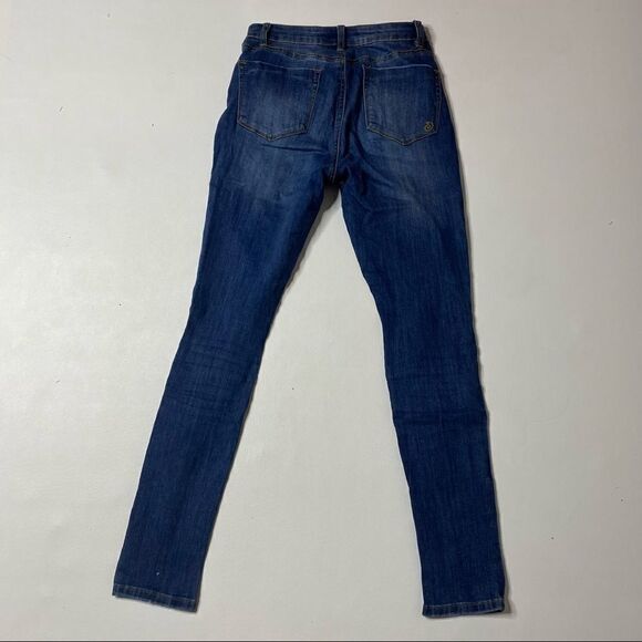 Indigo Rein | Factory Distressed High Rise Skinny Jeans - Picture 4 of 6